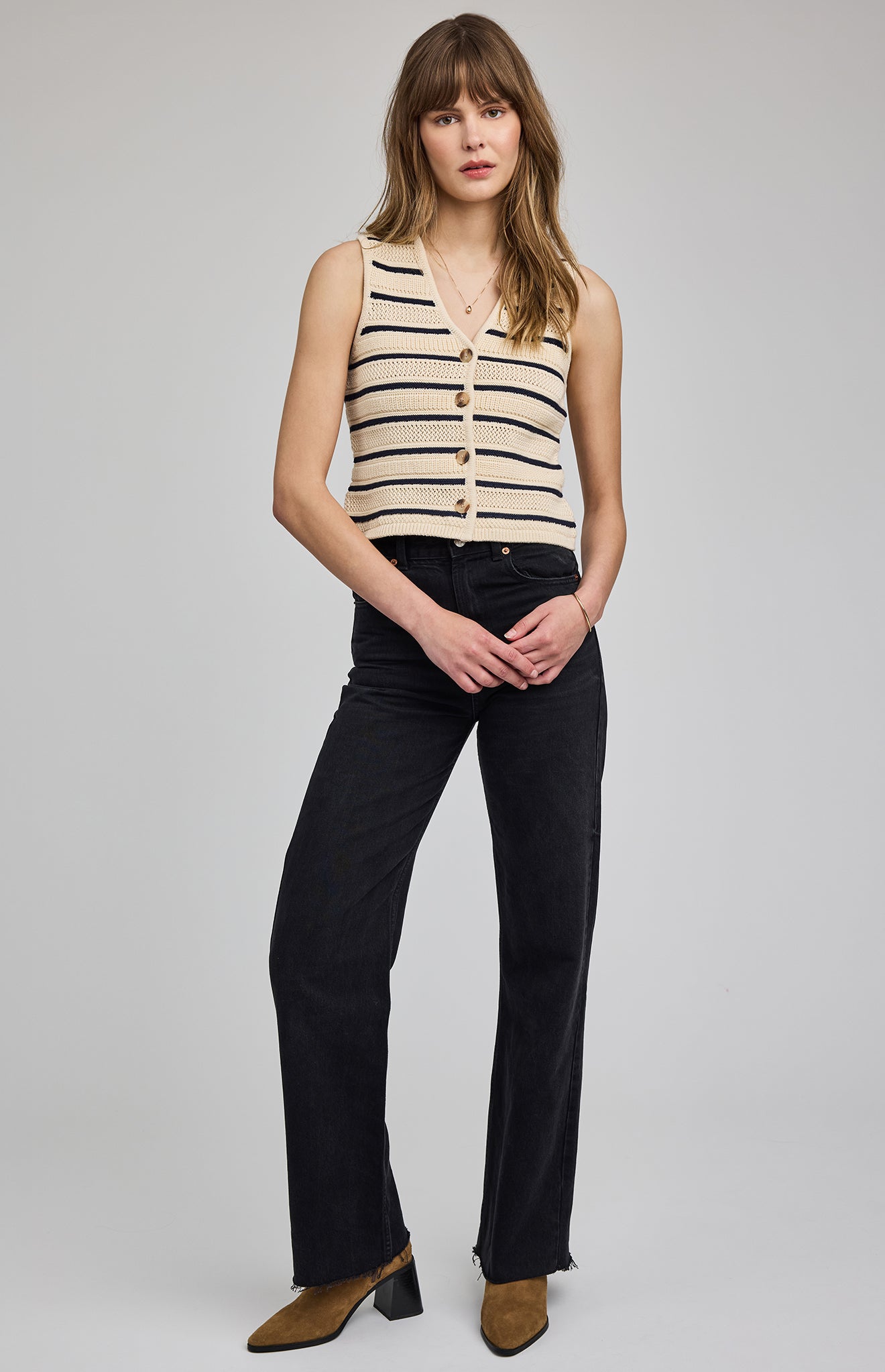 Mariana Knit Vest|Navy Stripe
