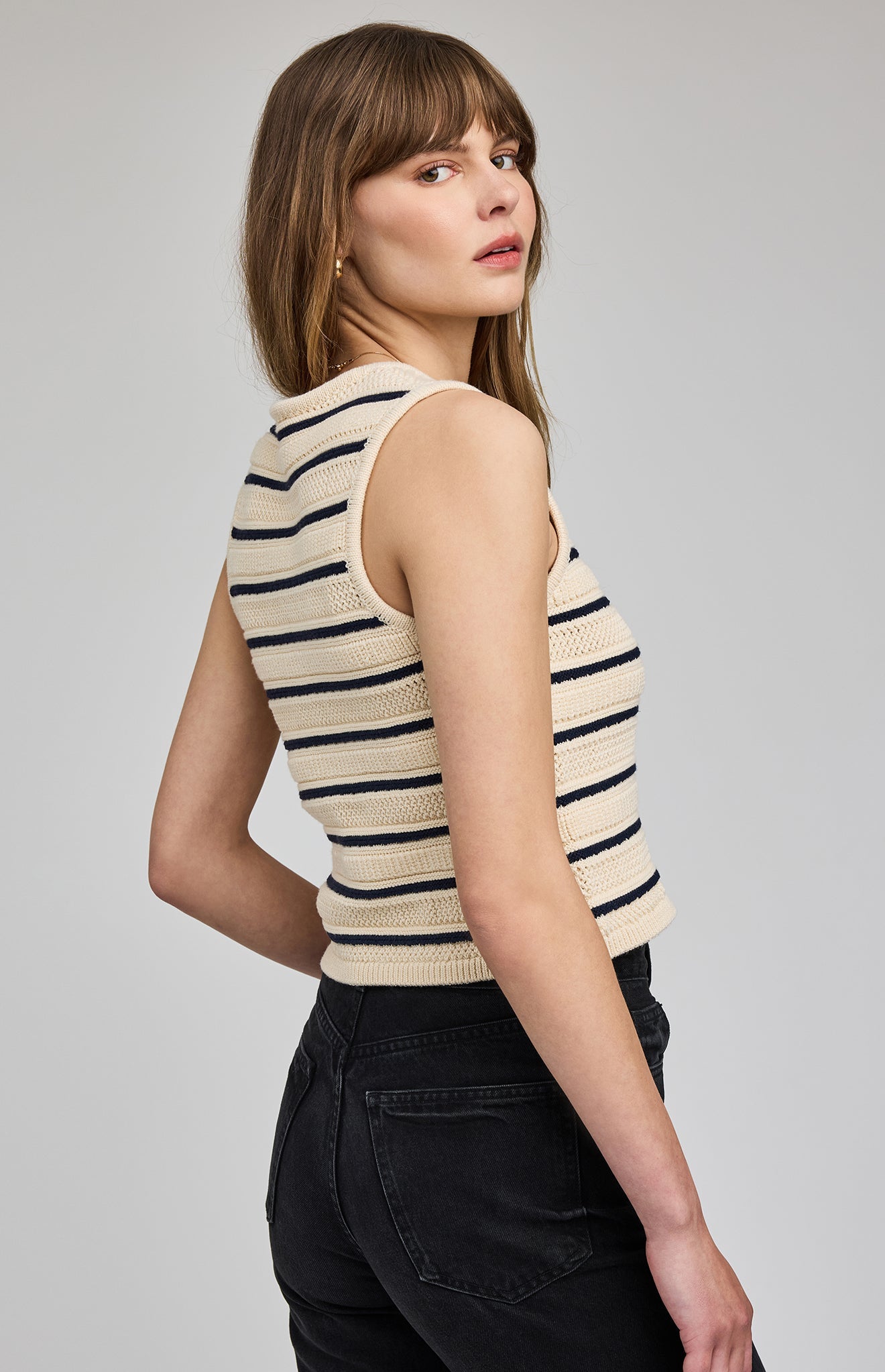 Mariana Knit Vest|Navy Stripe