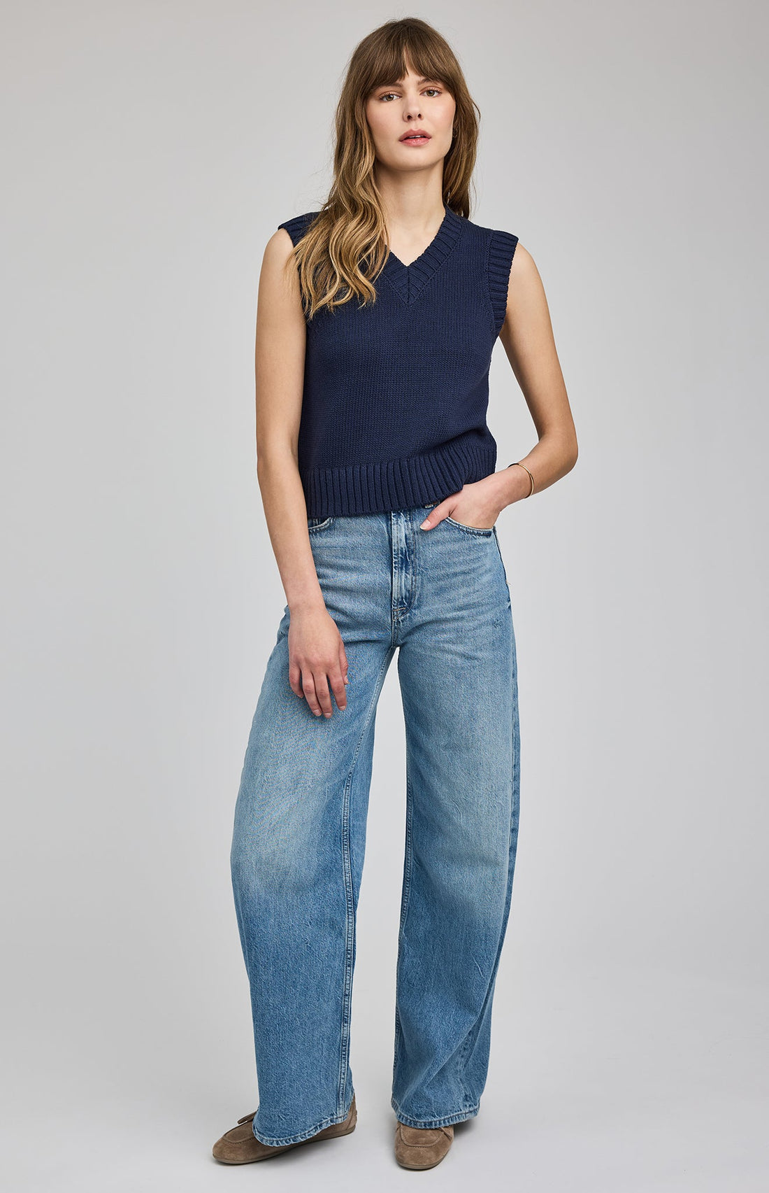 Pippa Knit Vest|Navy