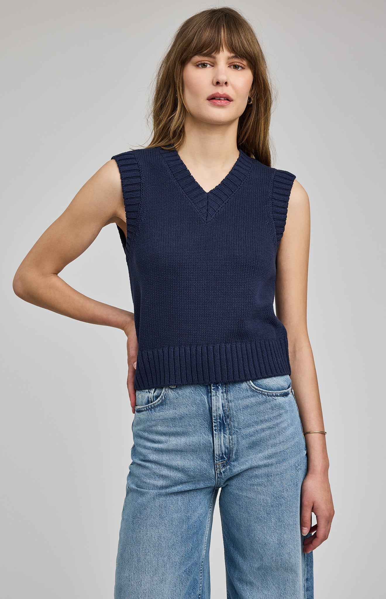 Pippa Knit Vest|Navy