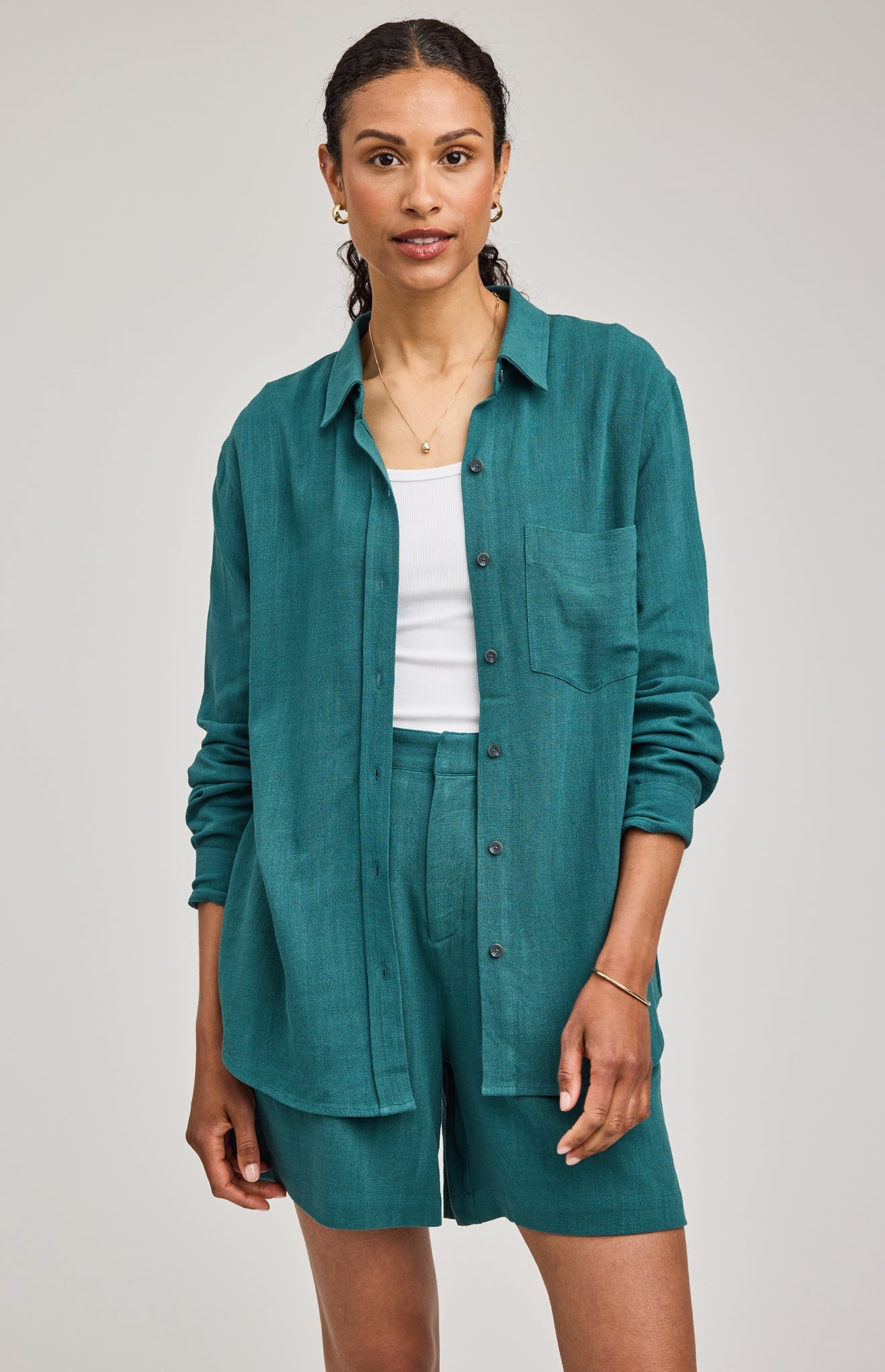 Portia Button Down Shirt|color:Lagoon