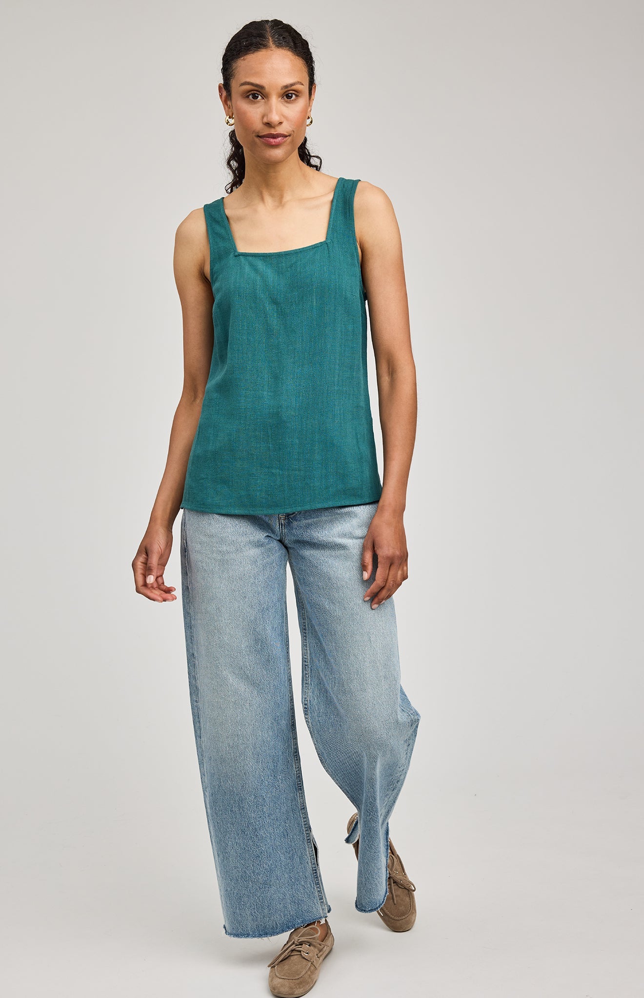 Vera Linen Tank|color:Lagoon