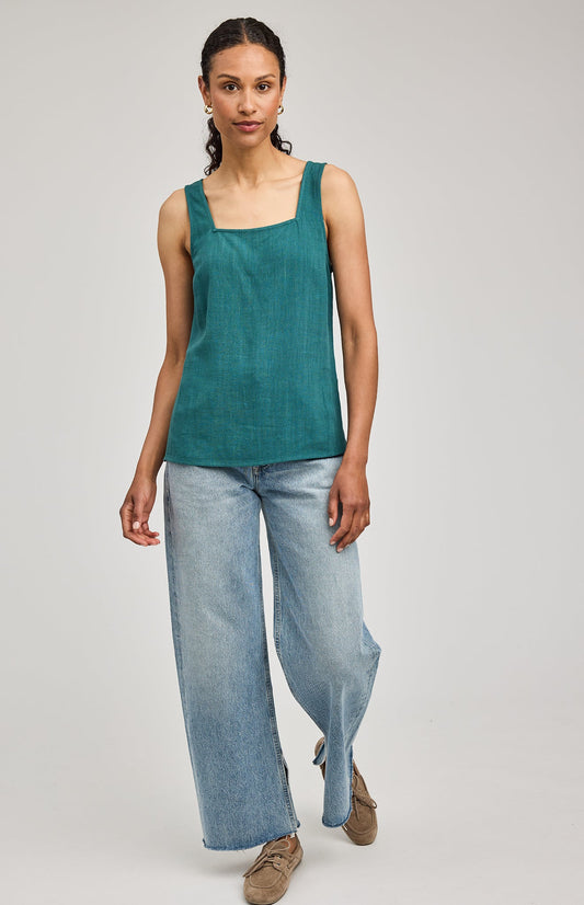Vera Linen Tank|color:Lagoon