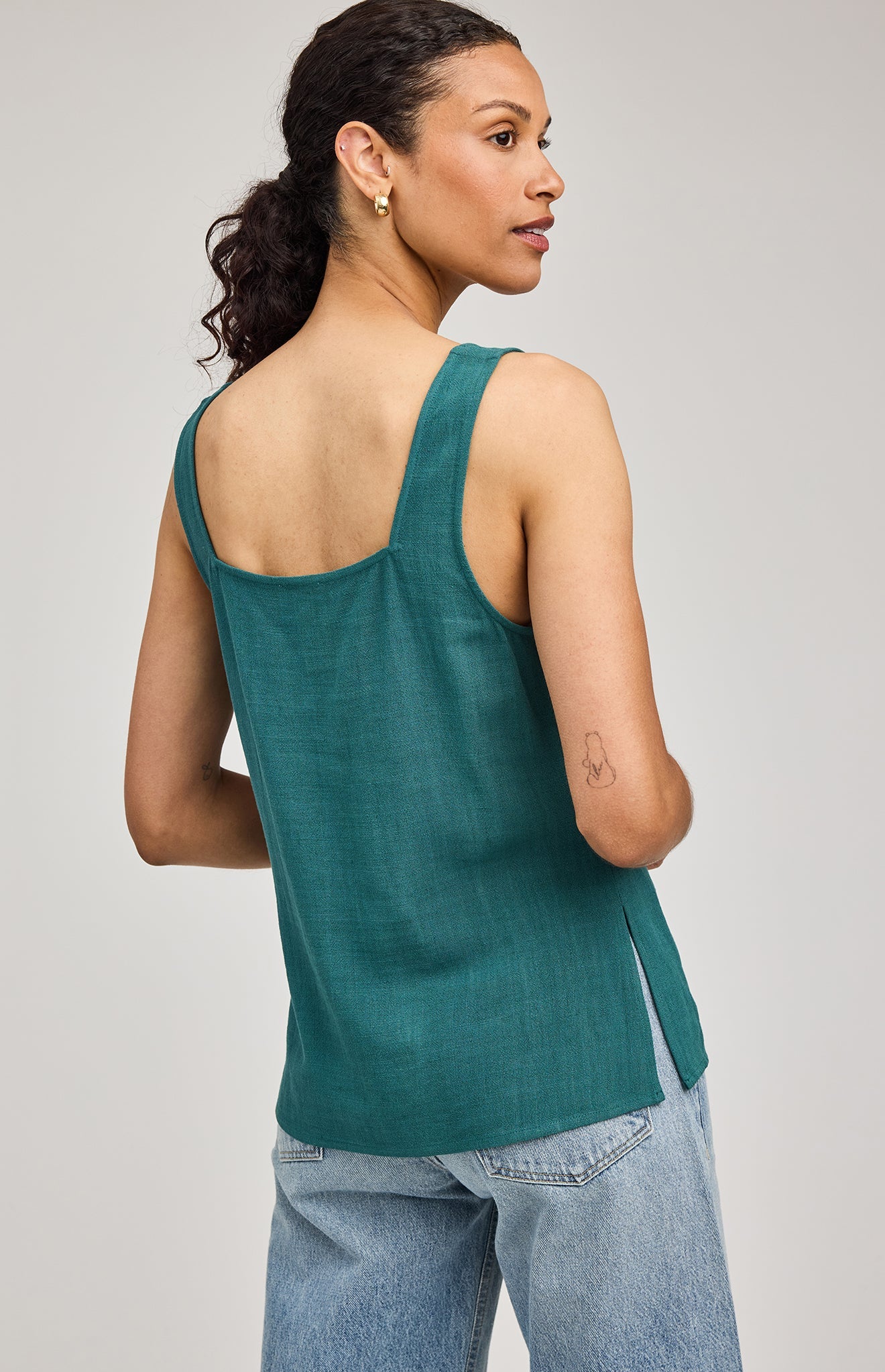 Vera Linen Tank|color:Lagoon