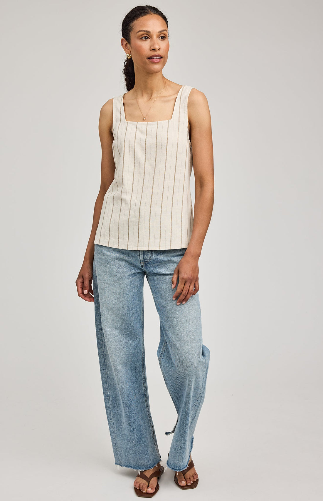 Vera Linen Tank|color:Linen Stripe