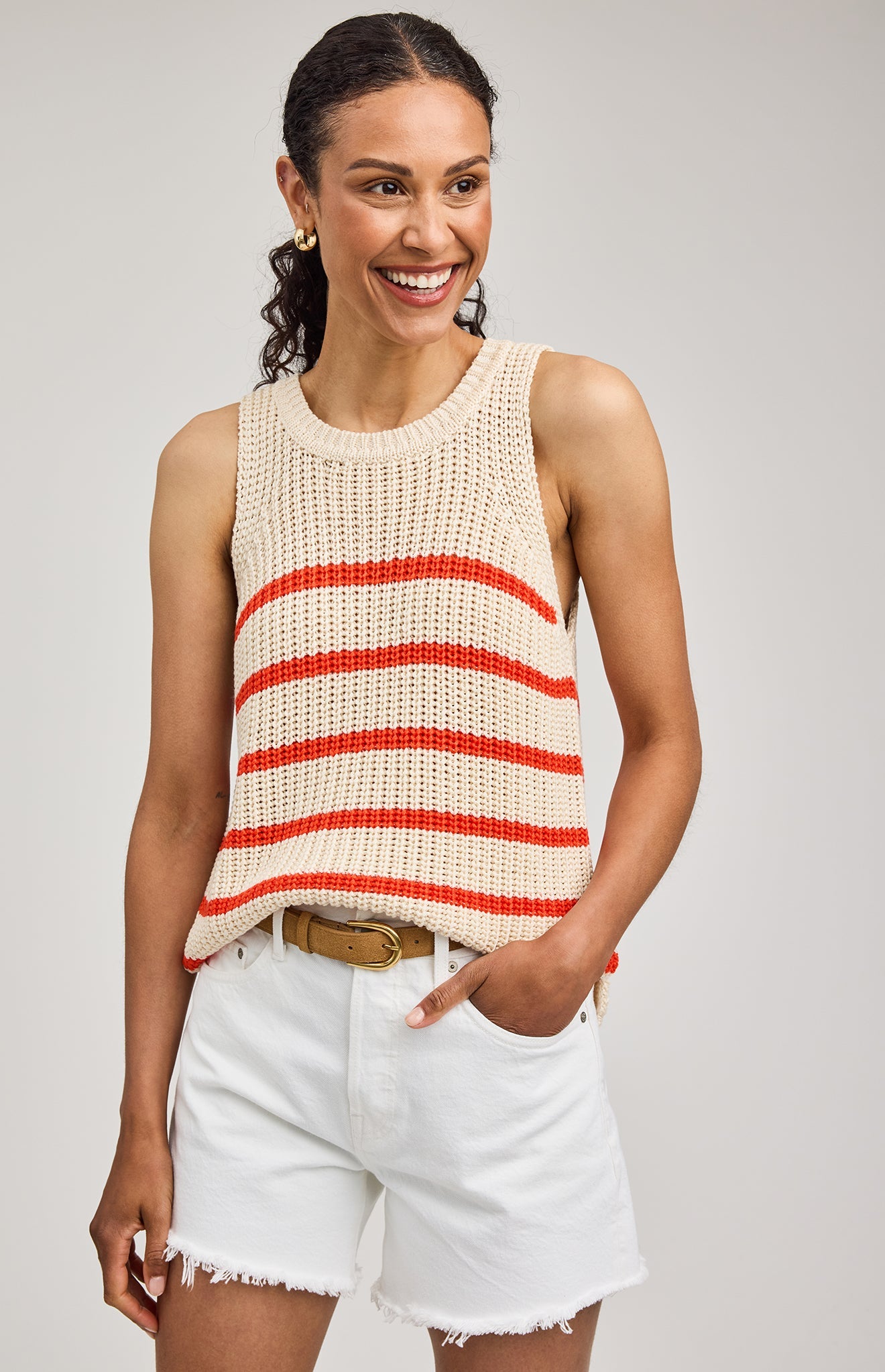 Andrea Knit Tank|color:Grenadine Stripe