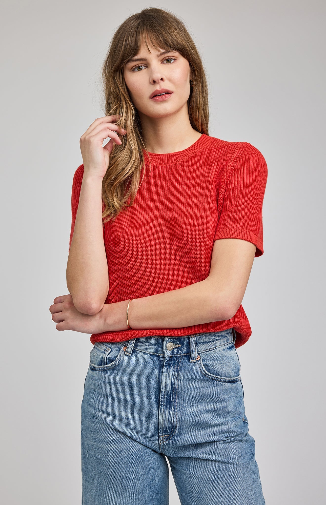 Faye Knit Top|color:Grenadine