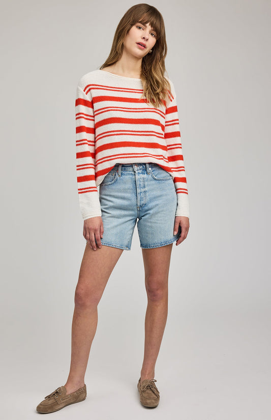 Angie Crewneck Sweater|color:Grenadine Stripe