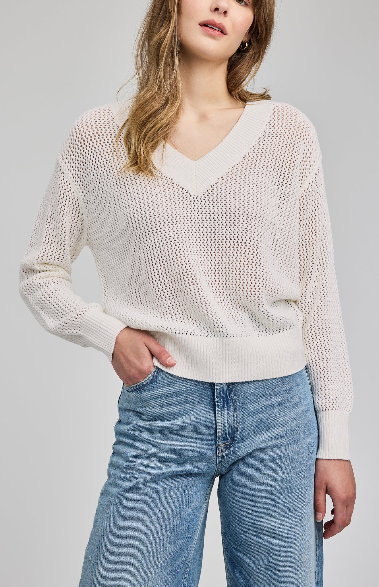 Jensen Knit Pullover|color:White