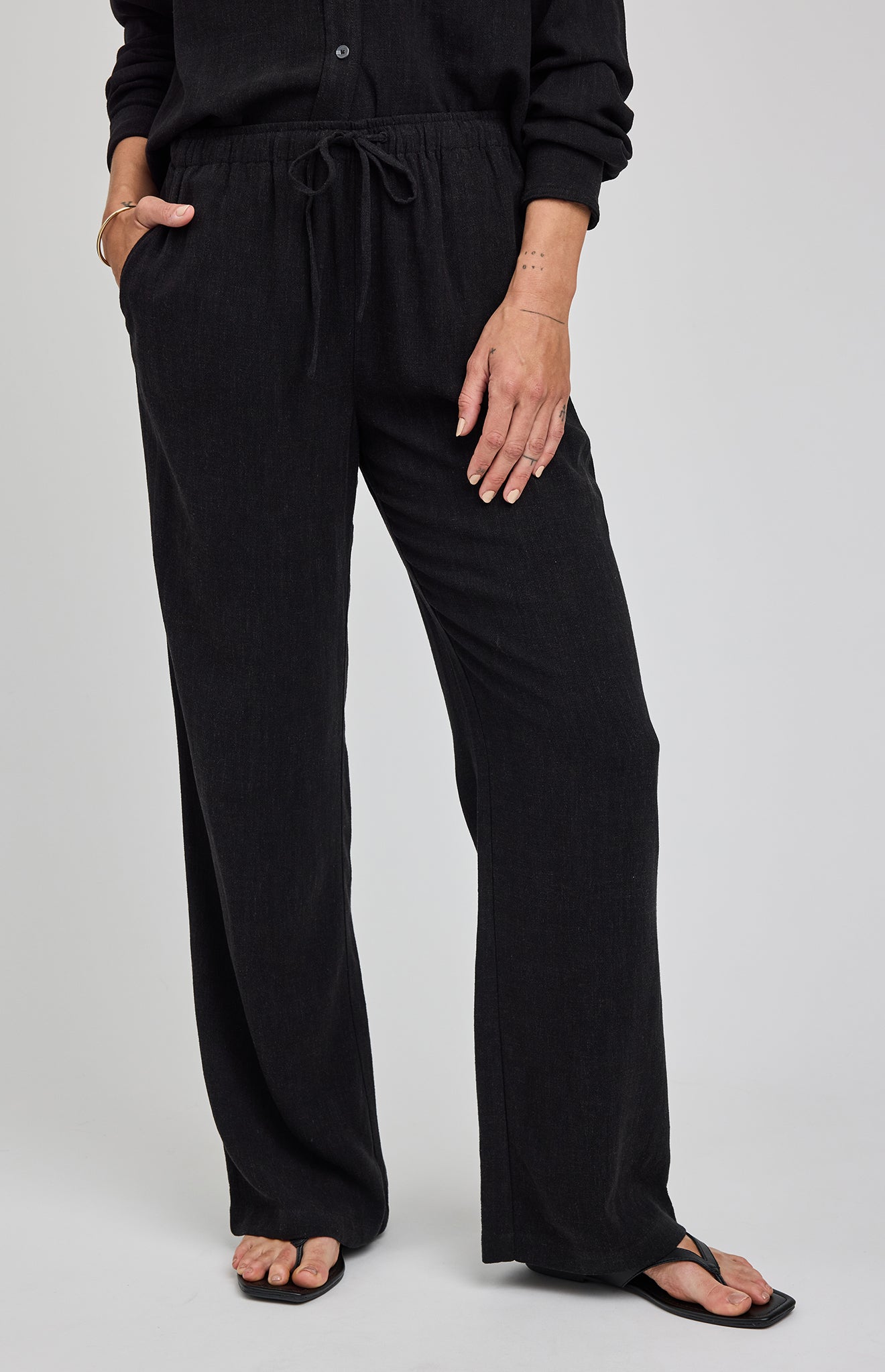 Finley Linen Pant|color:Black