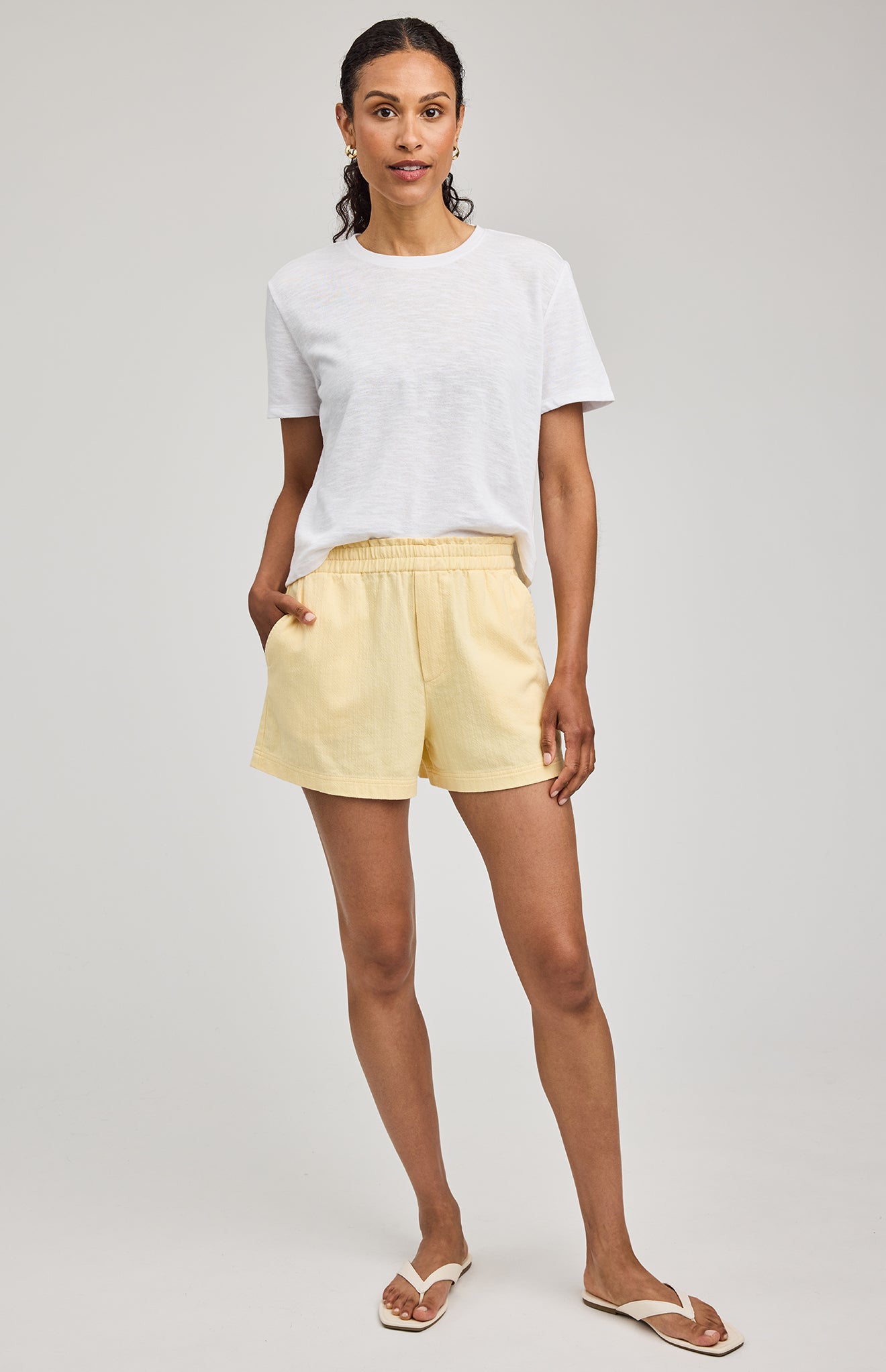 Cleo Shorts|color:Cornsilk