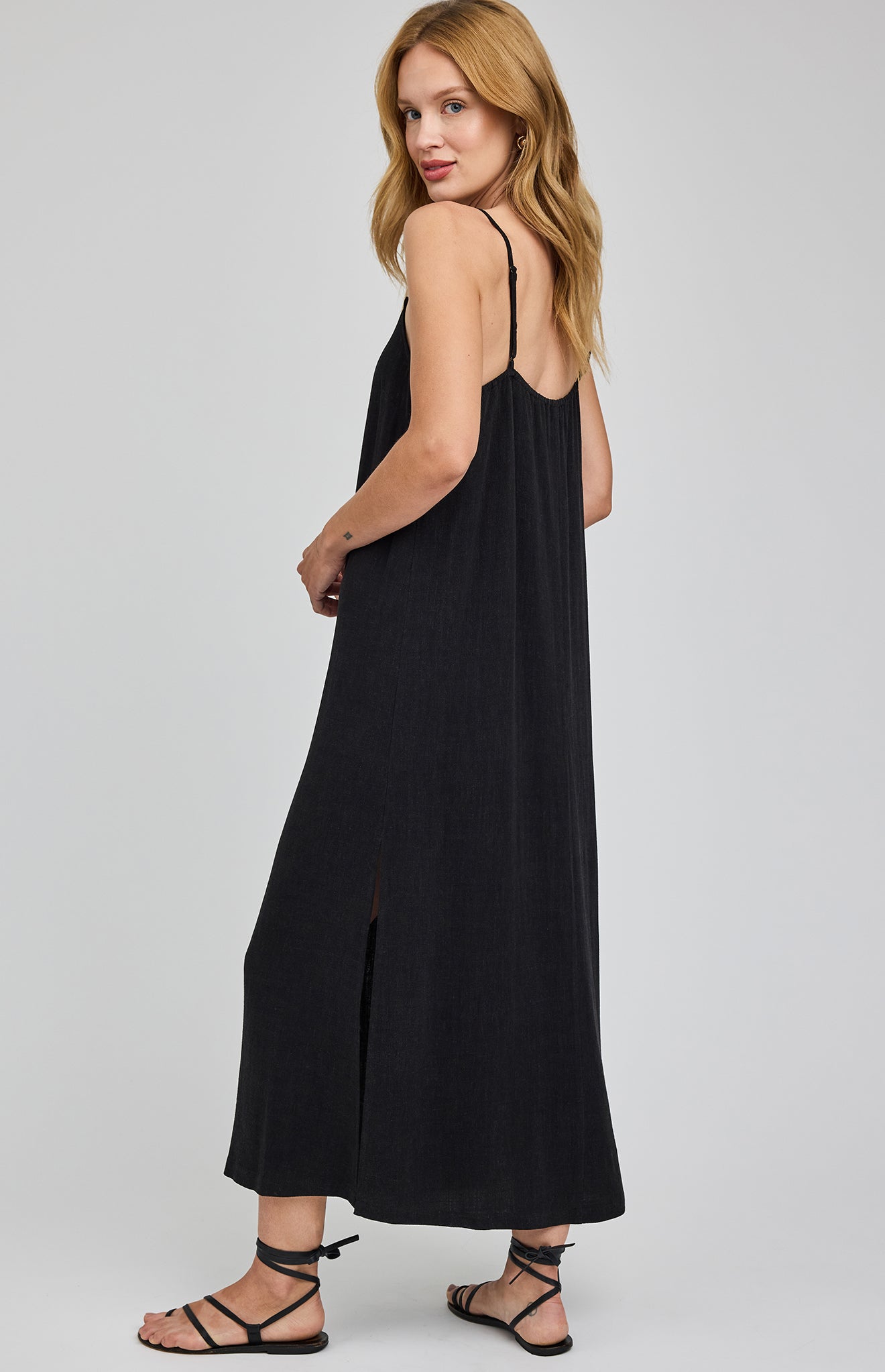 Twyla Linen Dress|color:Black