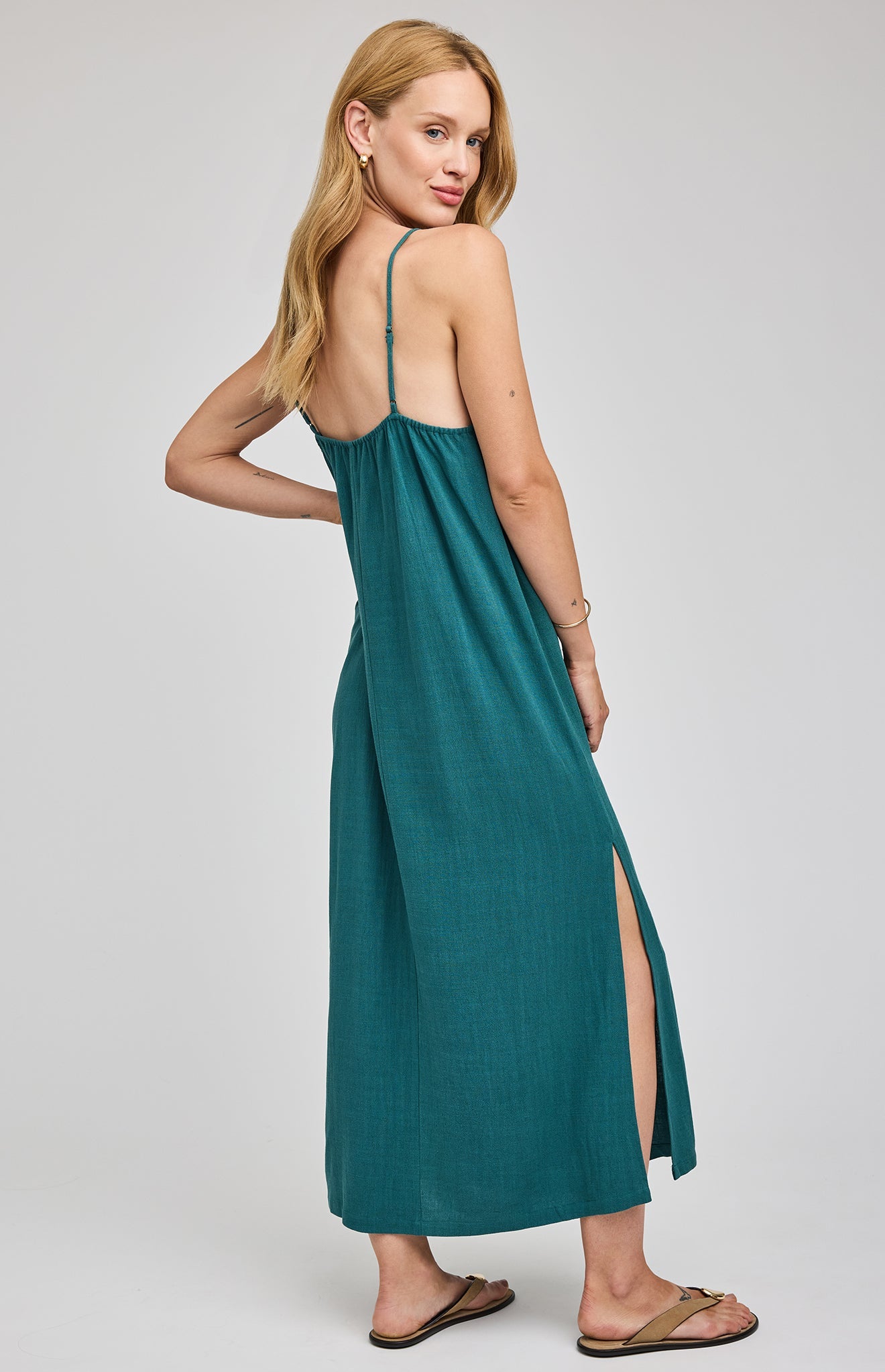 Twyla Linen Dress|color:Lagoon