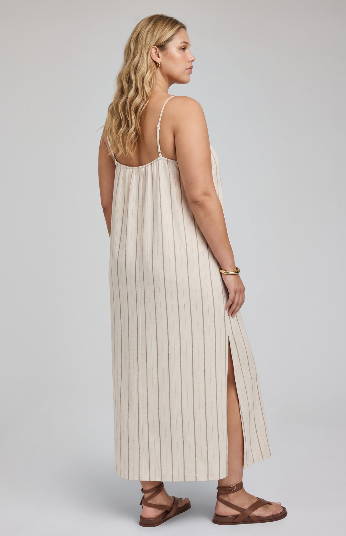Twyla Linen Dress|color:Linen Stripe