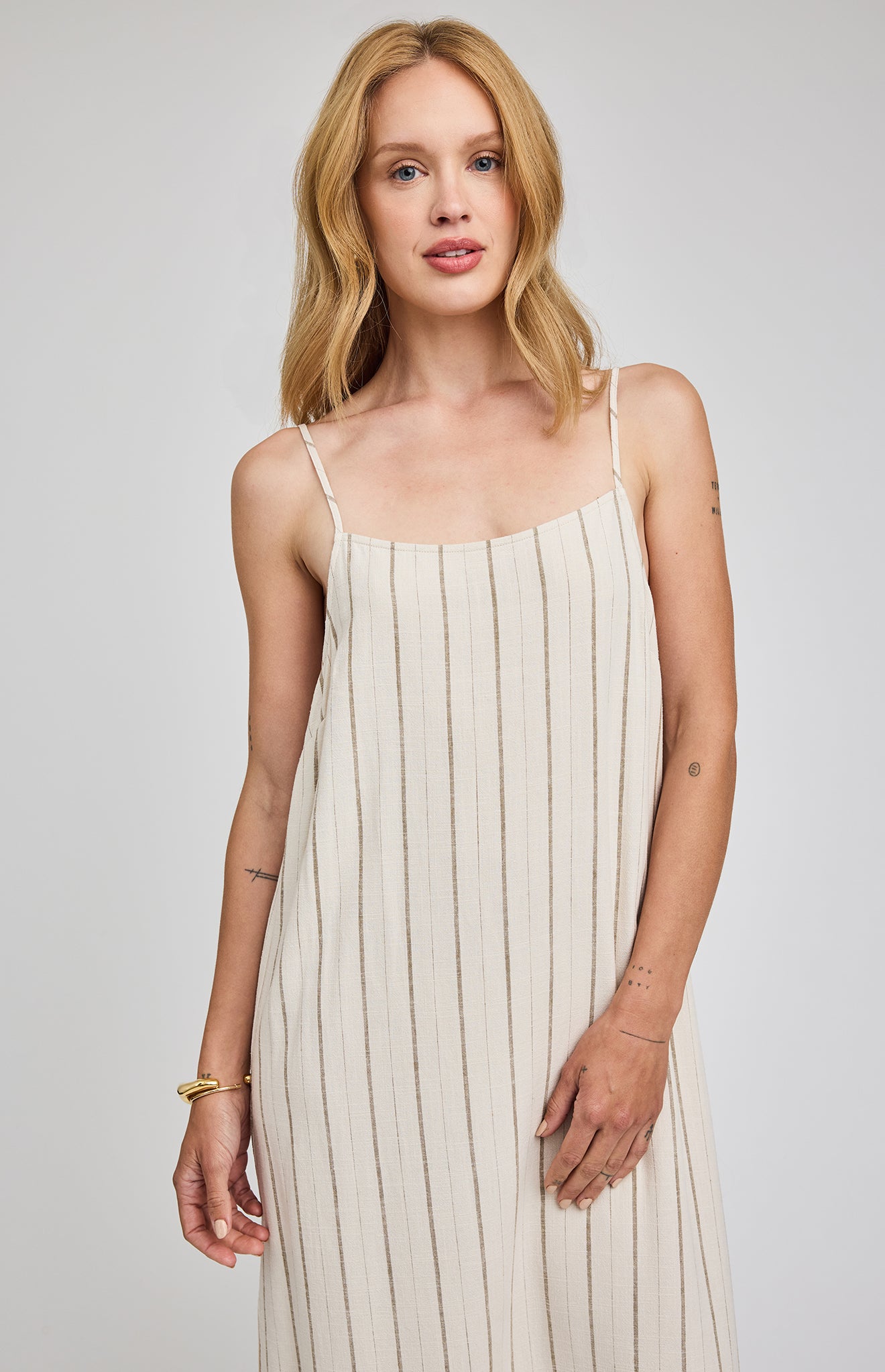 Twyla Linen Dress|color:Linen Stripe