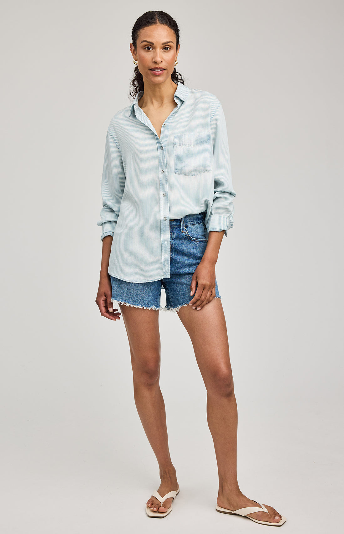 Ozzy Button Down Shirt|color:Blue Stripe