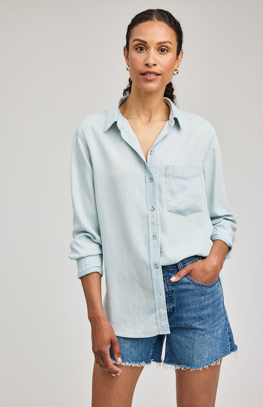 Ozzy Button Down Shirt|color:Blue Stripe