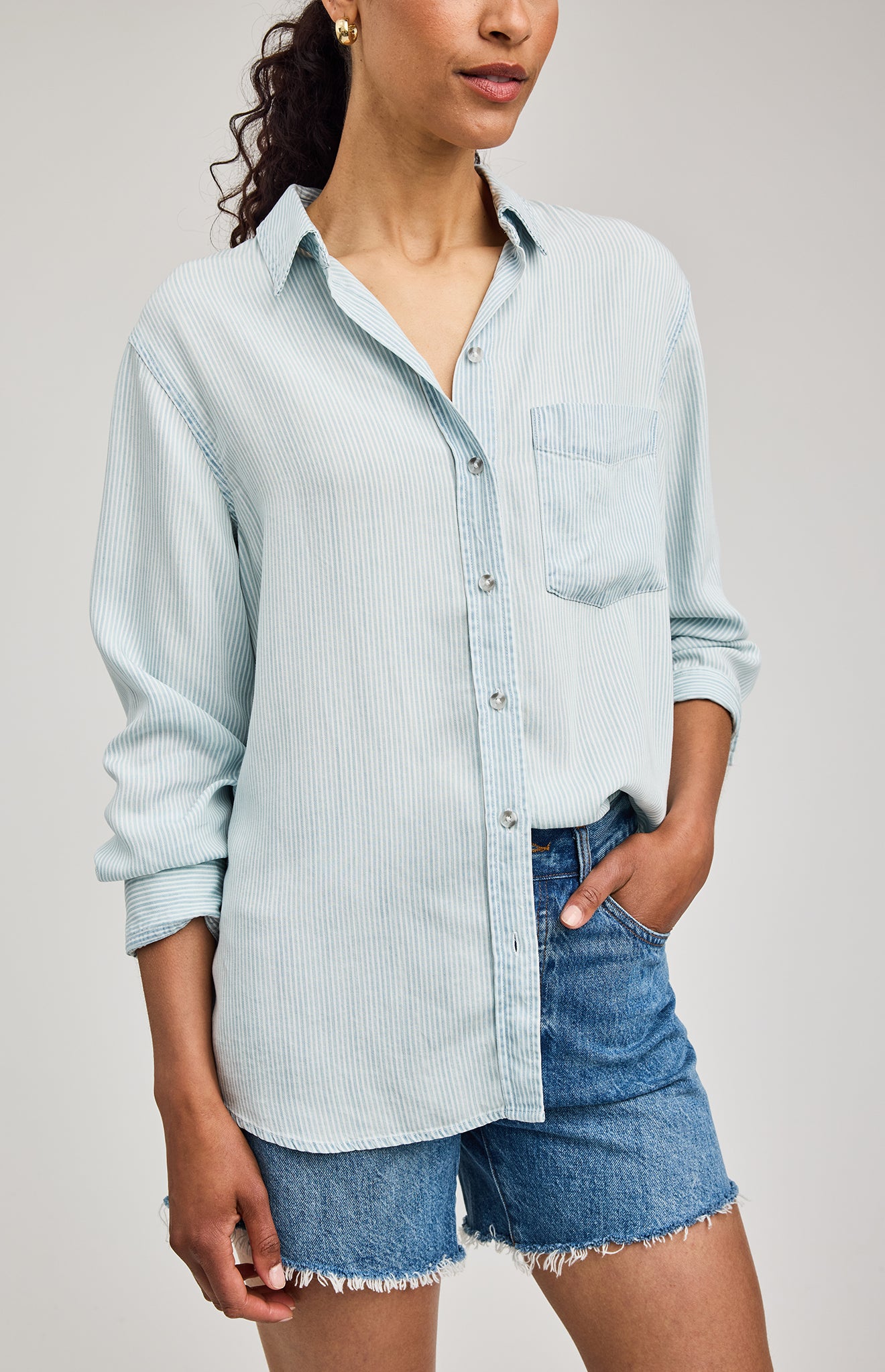 Ozzy Button Down Shirt|color:Blue Stripe