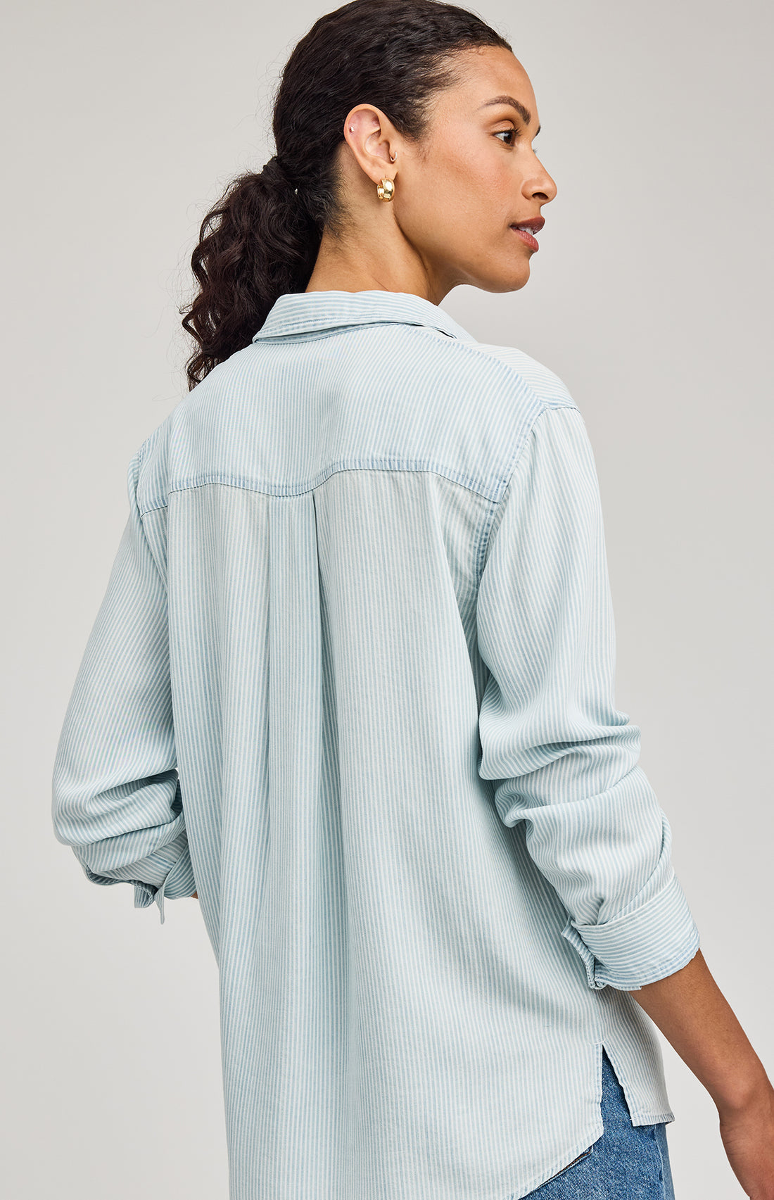 Ozzy Button Down Shirt|color:Blue Stripe