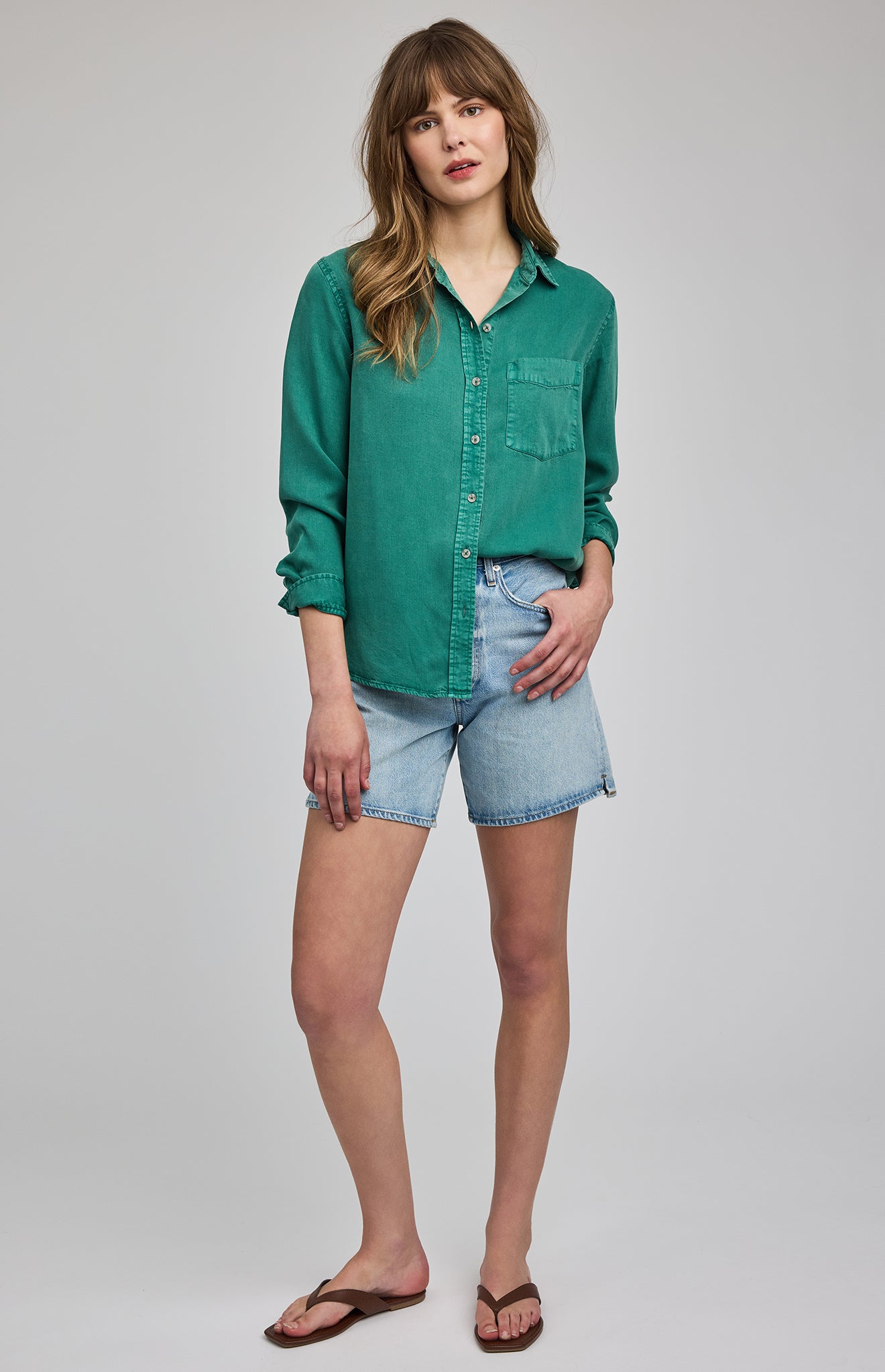 Ozzy Button Down Shirt|color:Kelly