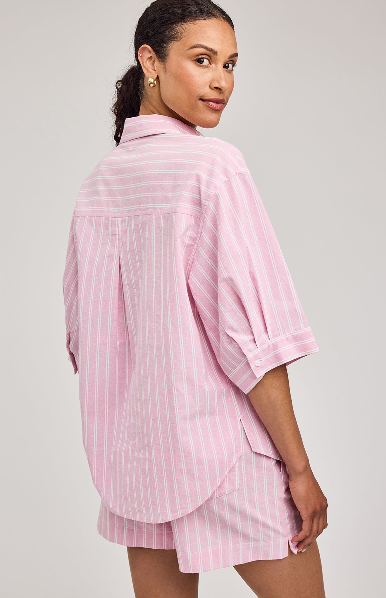 Blaire Button Down Shirt|color:Carnation Stripe