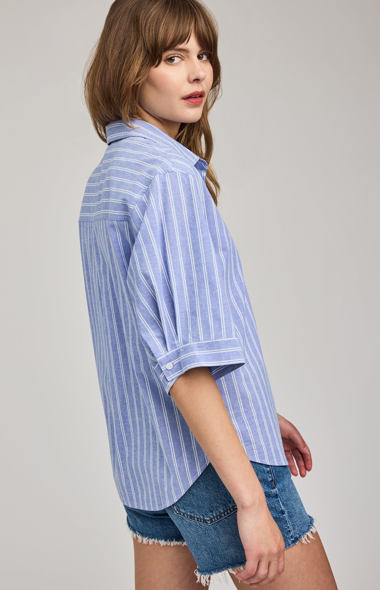 Blaire Button Down Shirt|color:Ocean Stripe