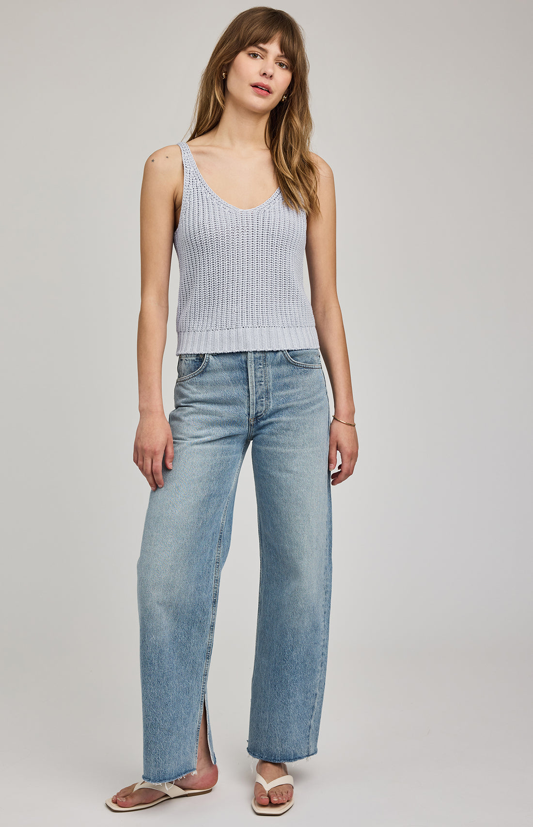 Lizzie Knit Tank|color:Chambray