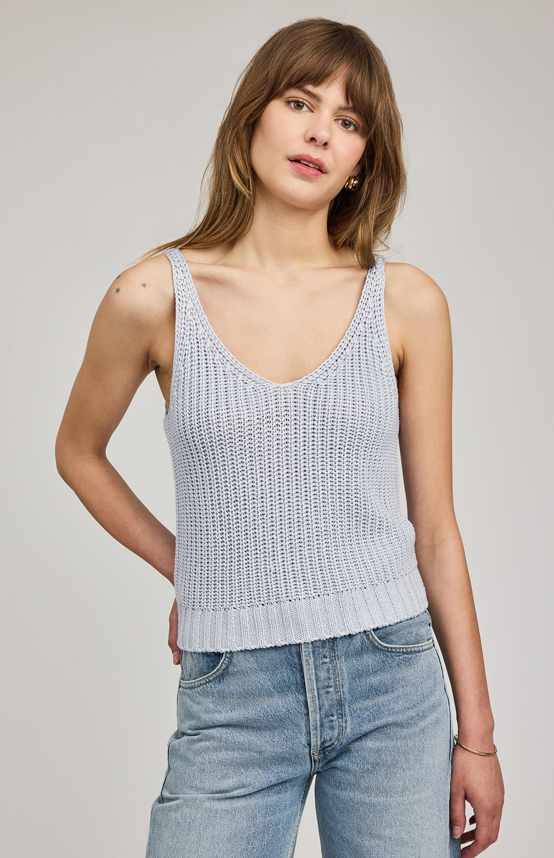 Lizzie Knit Tank|color:Chambray