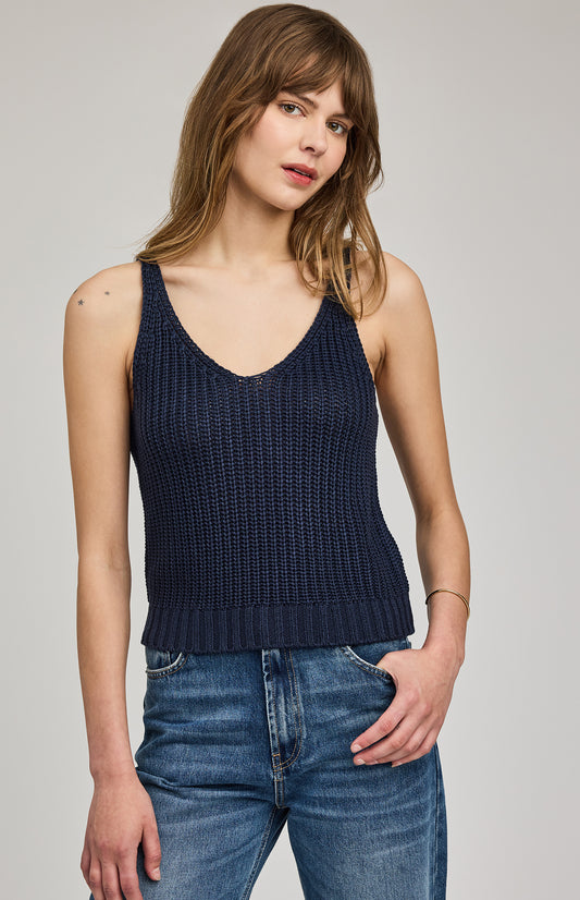 Lizzie Knit Tank|color:Navy