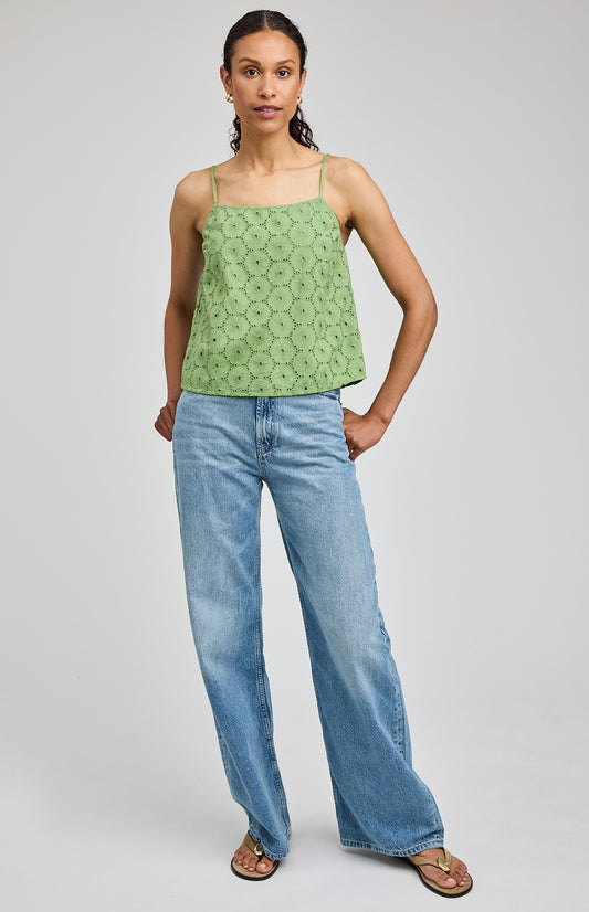 Elsie Eyelet Tank|color:Jade
