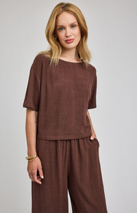 Gemini Linen Top|color:Espresso