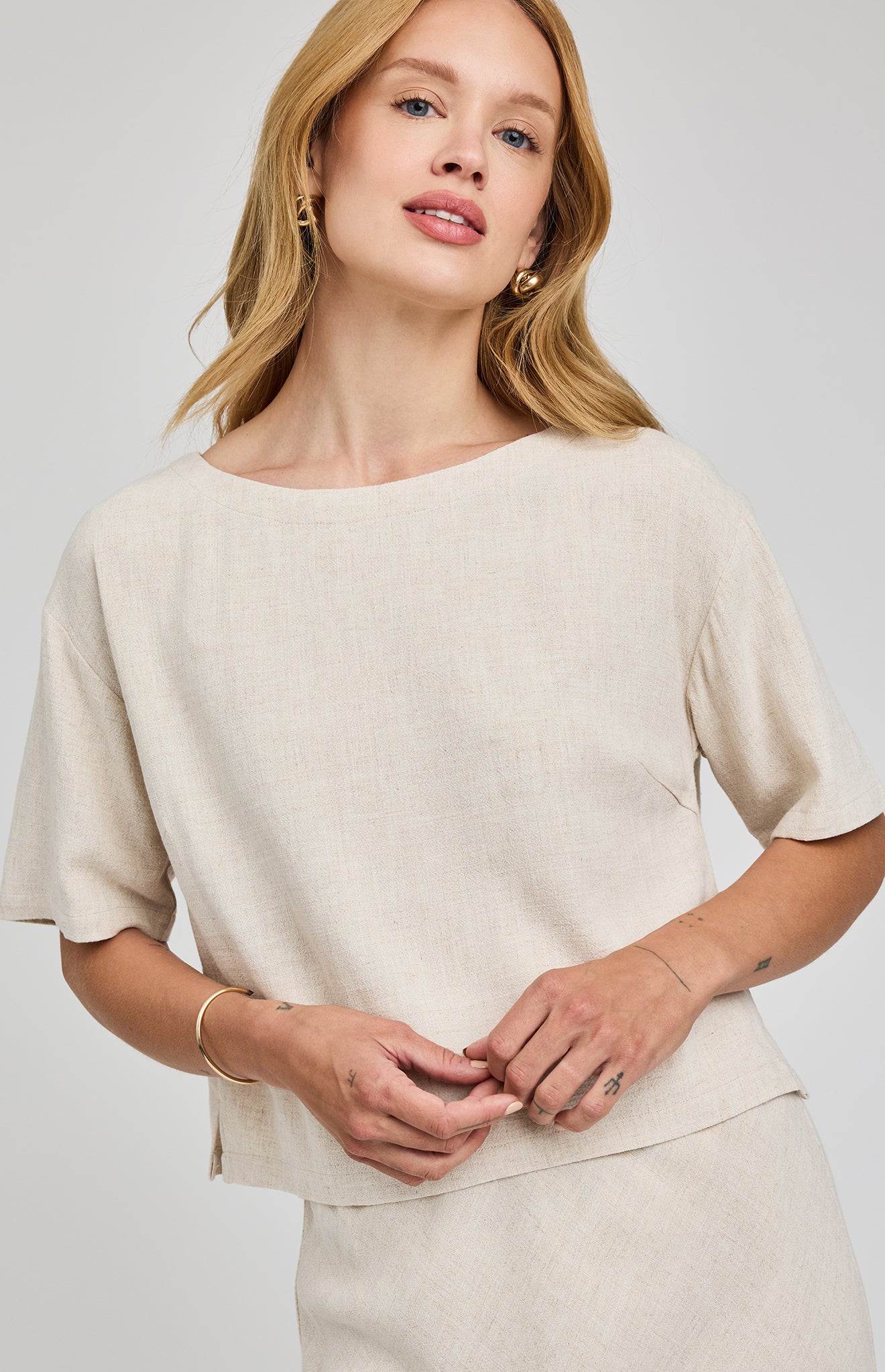Gemini Linen Top|color:Linen