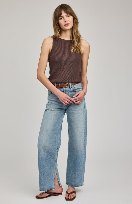 Kelsie Knit Tank|color:Heather Espresso