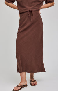 Cassia Linen Skirt|color:Espresso