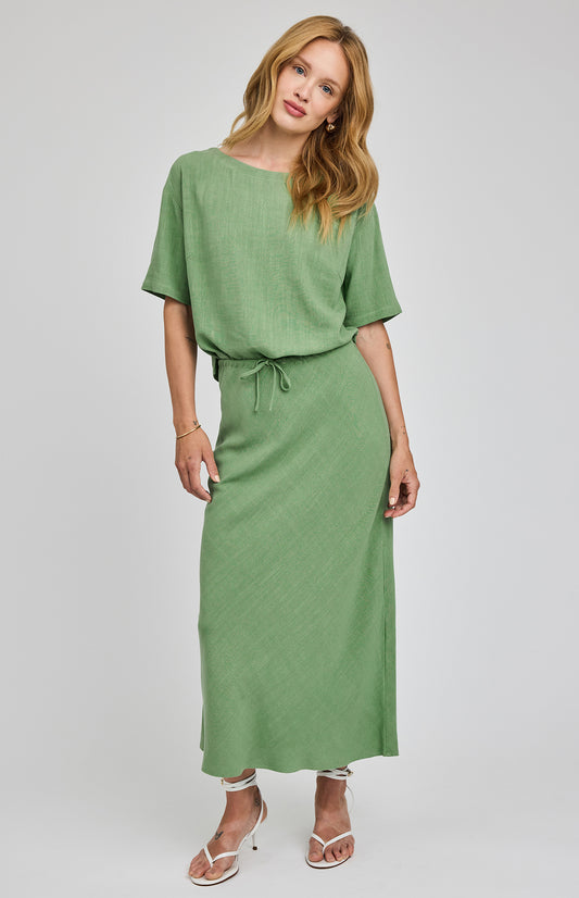 Cassia Linen Skirt|color:Jade