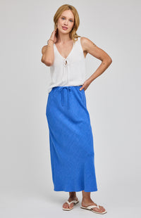 Cassia Linen Skirt|color:Riviera