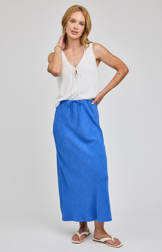 Cassia Linen Skirt|color:Riviera