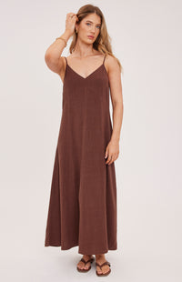 Virginia Linen Dress|color:Espresso